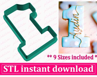 Number One Cookie Cutter STL File Instant Download, STL Cookie Cutter File