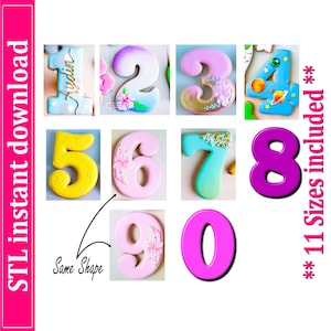 Numbers Set Cookie Cutter STL File, 11 Sizes (Digital Download)