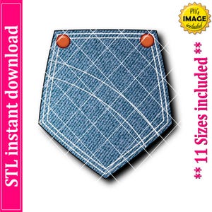 Denim Back Pocket Cookie Cutter STL File, 11 Sizes (Digital Download)