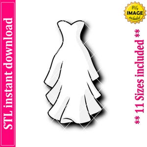 Wedding Dress Cookie Cutter STL File Instant Download, STL Cookie Cutter File