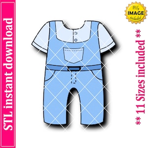 Baby Overalls Cookie Cutter STL File Instant Download, STL Cookie Cutter File