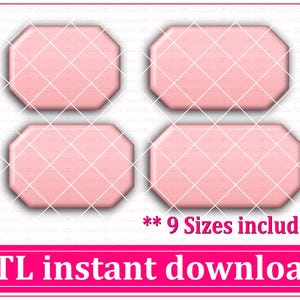 以下が含まれることがあります： グリッドパターンが付いたピンクの八角形と長方形の4つの形。  *** 9サイズが含まれています *** STLの即時ダウンロード