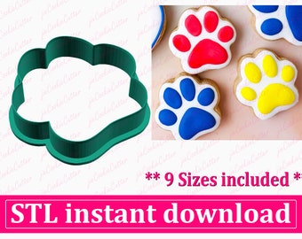 Paw Cookie Cutter STL File Instant Download, STL Cookie Cutter File