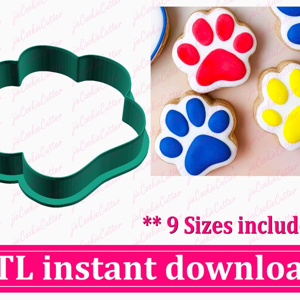 Paw Cookie Cutter STL File Instant Download, STL Cookie Cutter File