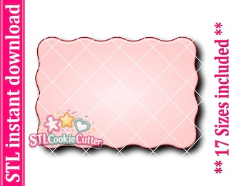 Wavy Rectangle Square Cookie Cutter STL File (Digital Download)