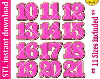 Number 10 to 21 Cookie Cutter STL File (Digital Download)