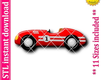 ヴィンテージ レースカー クッキーカッター STL ファイル、11 サイズ (デジタルダウンロード)