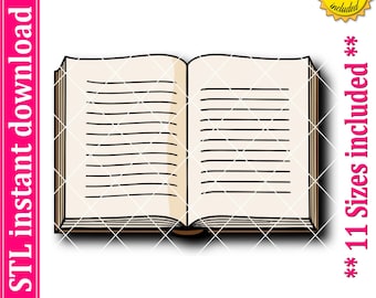Open Book Cookie Cutter STL File, 11 Sizes (Digital Download)