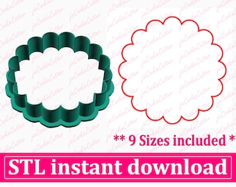 Round Scalloped Circle Cookie Cutter STL File Instant Download, STL Cookie Cutter File