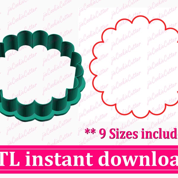Runder überbackener Kreis Ausstechform STL-Datei Sofortiger Download, STL-Ausstechform-Datei