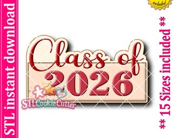 Class Of Plaque Cookie Cutter STL File Instant Download, STL Cookie Cutter File