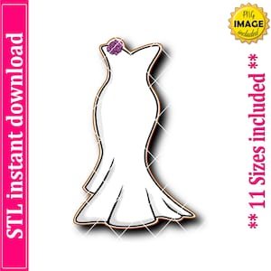 Wedding Dress Cookie Cutter STL File Instant Download, STL Cookie Cutter File