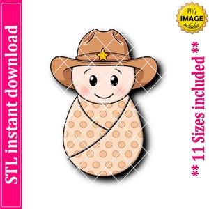 Archivo STL de cortador de galletas de bebé envuelto con gorro, 11 tamaños (descarga digital)