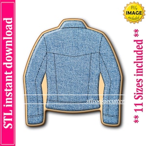 Denim Jacket Cookie Cutter STL File, 11 Sizes (Digital Download)
