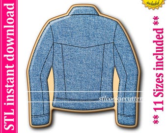 Cortador de galletas de chaqueta vaquera (archivo STL, 11 tamaños) (descarga digital)