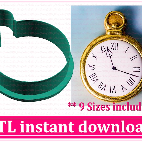 Pocket Watch Cookie Cutter STL File Instant Download, STL Cookie Cutter File