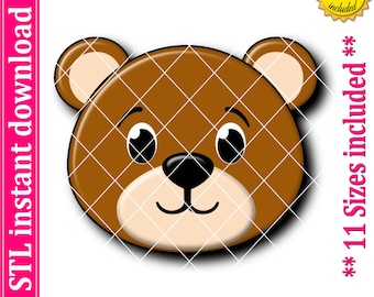 Bear Face Cookie Cutter STL File, 11 Sizes (Digital Download)