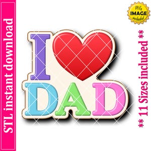 Ich liebe Papa Cookie Cutter STL Datei Sofortiger Download, STL Cookie Cutter Datei
