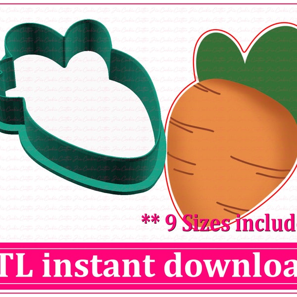 Fat Carrot Cookie Cutter STL File Instant Download, STL Cookie Cutter File