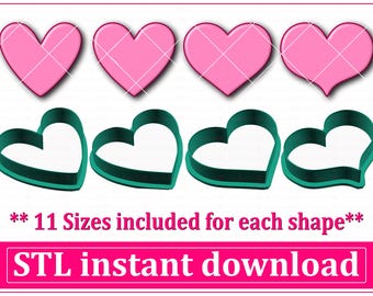 Heart Shape Cookie Cutter STL File Instant Download, STL Cookie Cutter File
