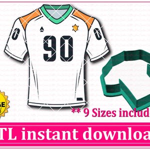Football Jersey Cookie Cutter STL File Instant Download, STL Cookie Cutter File
