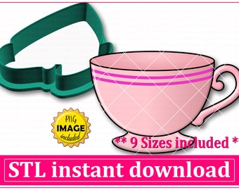 Tea Cup Cookie Cutter STL File Instant Download, STL Cookie Cutter File