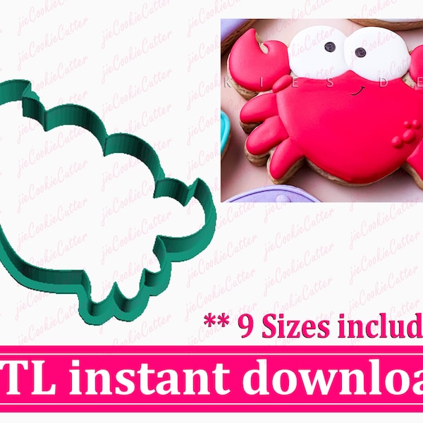 Crab Cookie Cutter STL File Instant Download, STL Cookie Cutter File