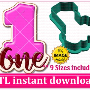 Number One Cookie Cutter STL File Instant Download, STL Cookie Cutter File Digital Download