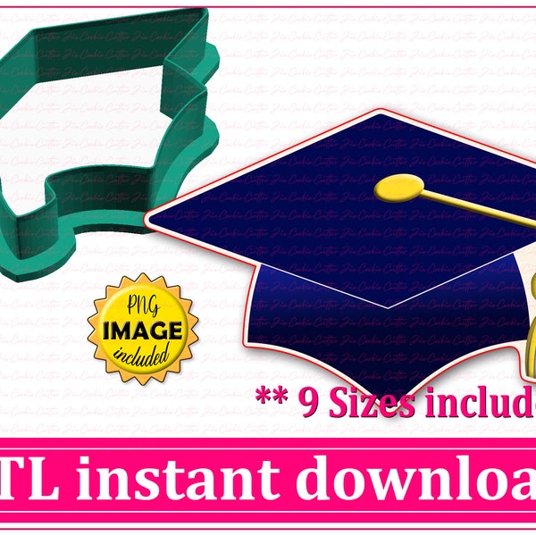 Graduation Cap Cookie Cutter STL File Instant Download, STL Cookie Cutter File