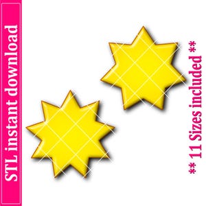 Nine and Seven Pointed Star Cookie Cutter STL File, 11 Sizes (Digital Download)