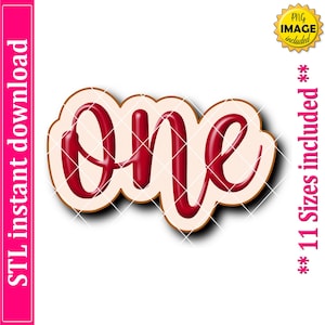 Hand Lettered Number One Cookie Cutter STL File, 11 Sizes (Digital Download)