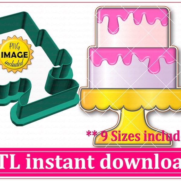 Two Tier Cake Cookie Cutter STL File Instant Download, STL Cookie Cutter File