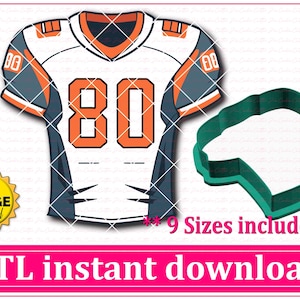 Football Jersey Cookie Cutter STL File Instant Download, STL Cookie Cutter File