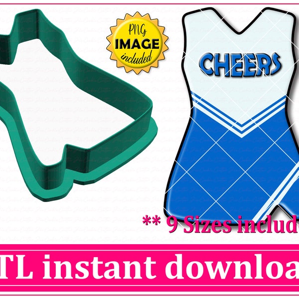 Cheerleader Uniform Cookie Cutter STL File Instant Download, STL Cookie Cutter File