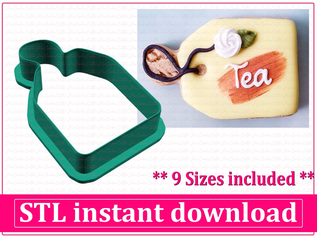 Tea Bag Cookie Cutter STL File Instant Download, STL Cookie Cutter File