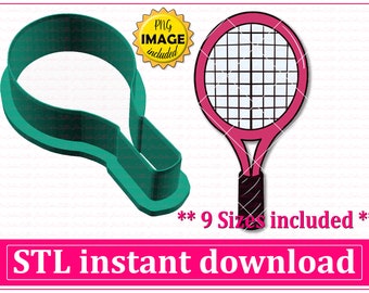 Tennis Racket Cookie Cutter STL File Instant Download, STL Cookie Cutter File