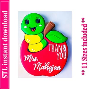 Apple With Worm Cookie Cutter STL File Instant Download, STL Cookie Cutter File