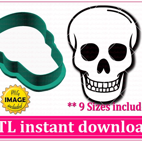 Skull Cookie Cutter STL File Instant Download, STL Cookie Cutter File