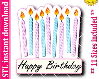 Happy Birthday Candle Cookie Cutter STL File Instant Download, STL Cookie Cutter File