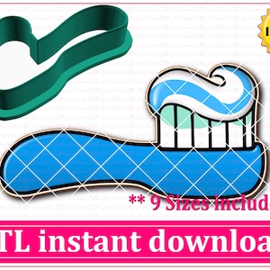 Zahnbürste Cookie Cutter STL Sofortiger Download, STL Cookie Cutter Datei
