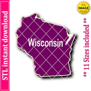 Wisconsin Map Cookie Cutter STL File, 11 Sizes (Digital Download)