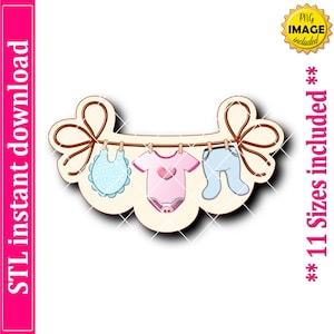 ベビー用物干し用クッキーカッター STL ファイル、11 サイズ（デジタルダウンロード）