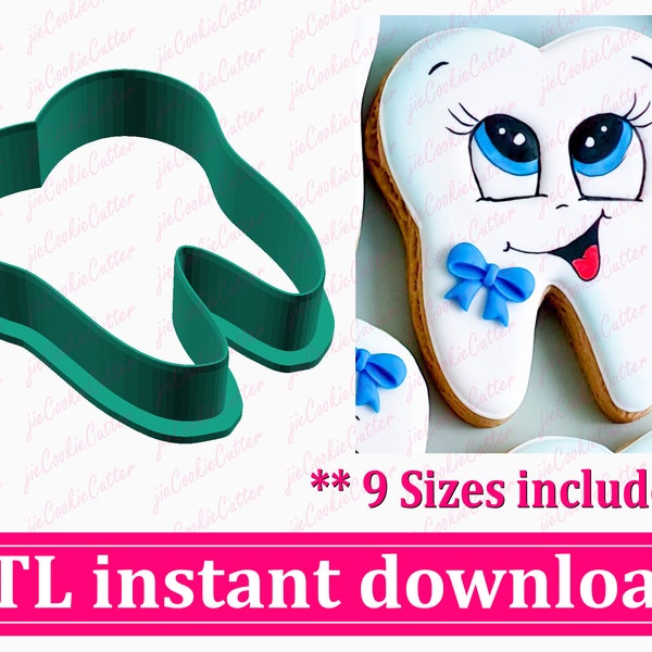 Cute Teeth Cookie Cutter STL File Instant Download, STL Cookie Cutter File