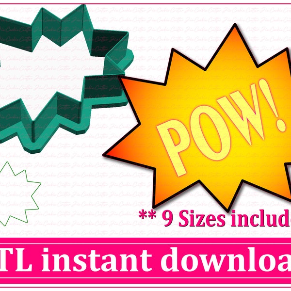 Comic Explosion Cookie Cutter STL File Instant Download, STL Cookie Cutter File