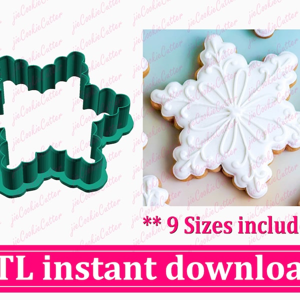 Winter Snowflake Cookie Cutter STL File Instant Download, STL Cookie Cutter File