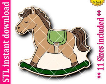 Cortador de galletas de caballo mecedor (archivo STL, 11 tamaños) (descarga digital)