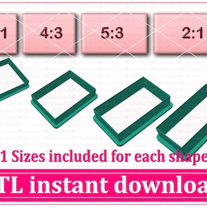 Rectangle Cookie Cutter STL File Instant Download, Square STL Cookie Cutter File