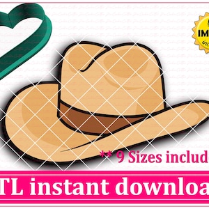 Cowboy Hat Cookie Cutter STL File Instant Download, STL Cookie Cutter File