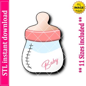 Baby Milk Bottle Cookie Cutter STL File Instant Download, STL Cookie Cutter File