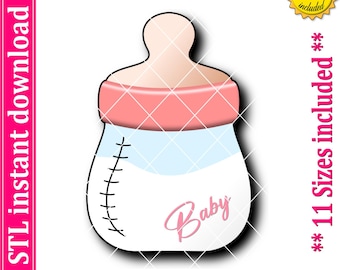 Baby Milk Bottle Cookie Cutter STL File Instant Download, STL Cookie Cutter File